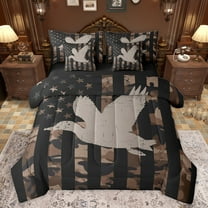 jejeloiu Rustic Mallard Duck 7-Piece Twin Bedding Sets,Country Farmhouse Lodge Bedding Comforter Set,Brown Camo Camouflage Sheet Sets For Adults,Super Cozy Room Decor Reversible