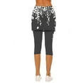 thumbnail image 4 of QATAINLAV Skirted Legging Pants for Women Tummy Control Floral Printed Gym Athletic Dress Capris Summer Running Sport Capris Leggings Gray M, 4 of 7