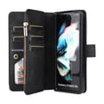 thumbnail image 3 of Wallet Case for Samsung Galaxy Z Fold3 5G 2021, Allytech PU Leather Flip Stand [15 Card Slots][1 Cash Holder][1 Ziper Pocket] Detachable Hand Strap Lanyard Shockproof Case for Women Men, Black, 3 of 9