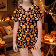 thumbnail image 2 of Halloween Pajamas Kids Size 5-6 Years Childrens Casual Loungewear Short Sleeve Top and Shorts Cozy Set Pjs for Girls Black, 2 of 6