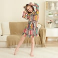 thumbnail image 3 of FORMRS Niños Bathrobe Unisex Hooded Robe Soft Plush Pajamas Sleepwear, Size 2-3T, Beige Jar, 3 of 7
