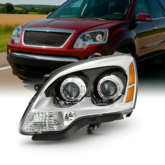 AKKON - Fits 2007 2008 2009 2010 2011 2012 GMC Acadia Projector [Halogen Type] Chrome Headlight Driver Left Side Replacement