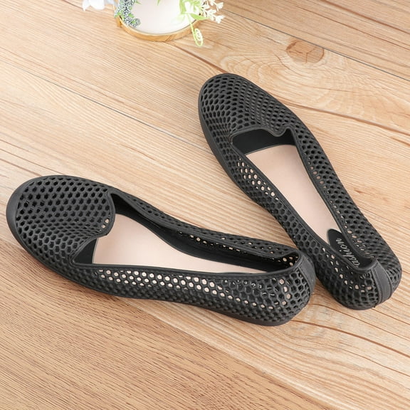 WHAMVOX Masteelf Beach Shoes 1 Set Breathable Cool Durable Simple Hollow Plastic Shallow Flat Leisure Shoes for Outdoor Black 36 Yard