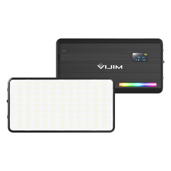 VIJIM VIJIM VL196 Portable RGB LED Video Light with 20 Effects, 1920LUX Brightness, 2500K-9000K Color Temp, 130 Min Battery Life, Type-C Charging, Black