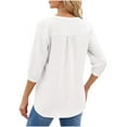 thumbnail image 4 of Timegard Womens Tops V Neck Button 3/4 Sleeve Solid Color Lightweight Casual Loose Blouse Tee Summer, 4 of 4