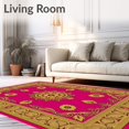 thumbnail image 2 of ODIKA 6'x9' Machine Washable Non-Slip Area Rug, Rococo Filigree Featuring Baroque Inspired Blossoms High Traffic Rug with Pad, Pink, 570661, 2 of 8