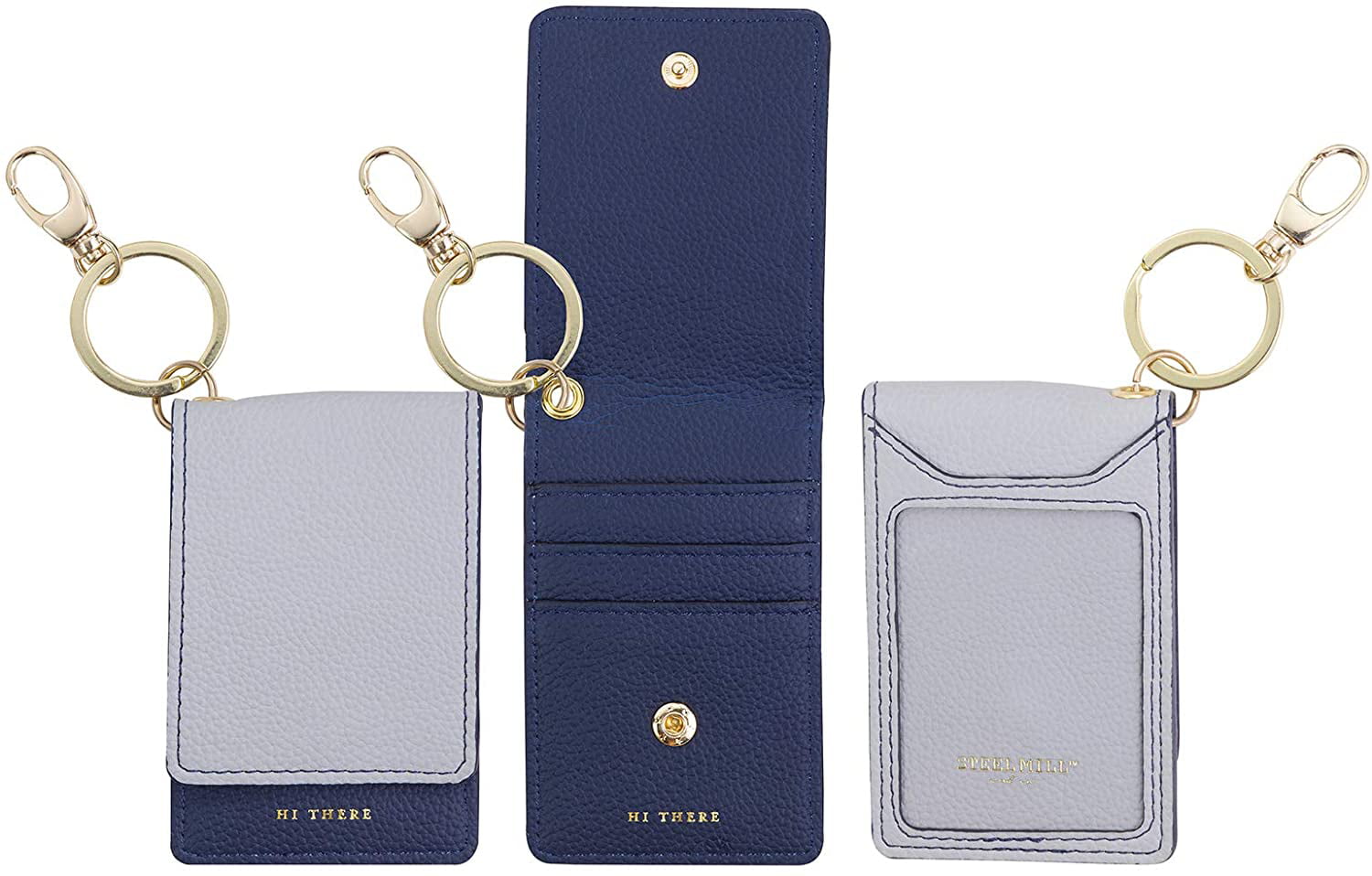 Women Wallet RFID Card Holder Card Case Fashion Credit Card Case with Key Ring Blue 