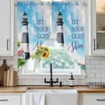 thumbnail image 4 of Lighthouse Kitchen Window Curtains, Swag Curtains Valance for Bedroom Living Room Bathroom, Blue Coastal Nautical Ocean Beach Palm Tree Rod Pocket Window Curtain Block Drapes 2 Panels 36"x45", 4 of 9