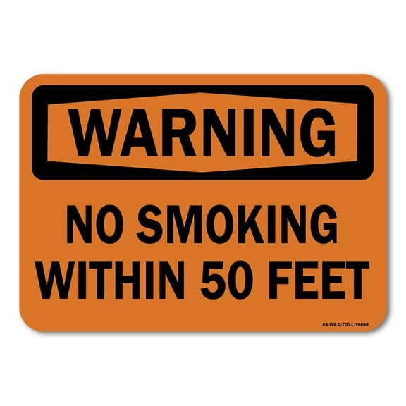 OSHA Warning Aluminum Sign - No Smoking Within 50 Feet |  Aluminum Sign | Protect Your Business, Work Site, Warehouse & Shop Area |  Made in the USA
