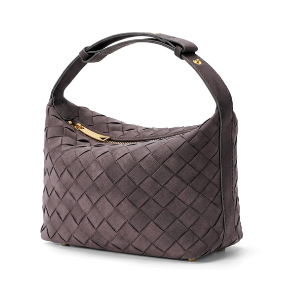 Woven Suede Shoulder Bag,Vegan Leather Hobo Handbag for Women