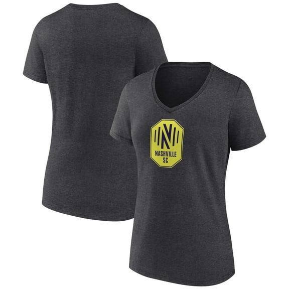 Women's Charcoal Nashville SC Official Logo V-Neck T-Shirt