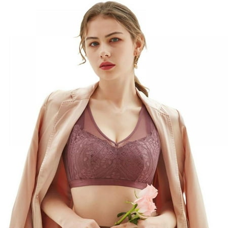 

1PC Women s Sexy Gather Sleep Bra Floral Lace Padded Bralette Comfy No Rims Wirefree Support Bra Anti-sagging Underwear Plus Size