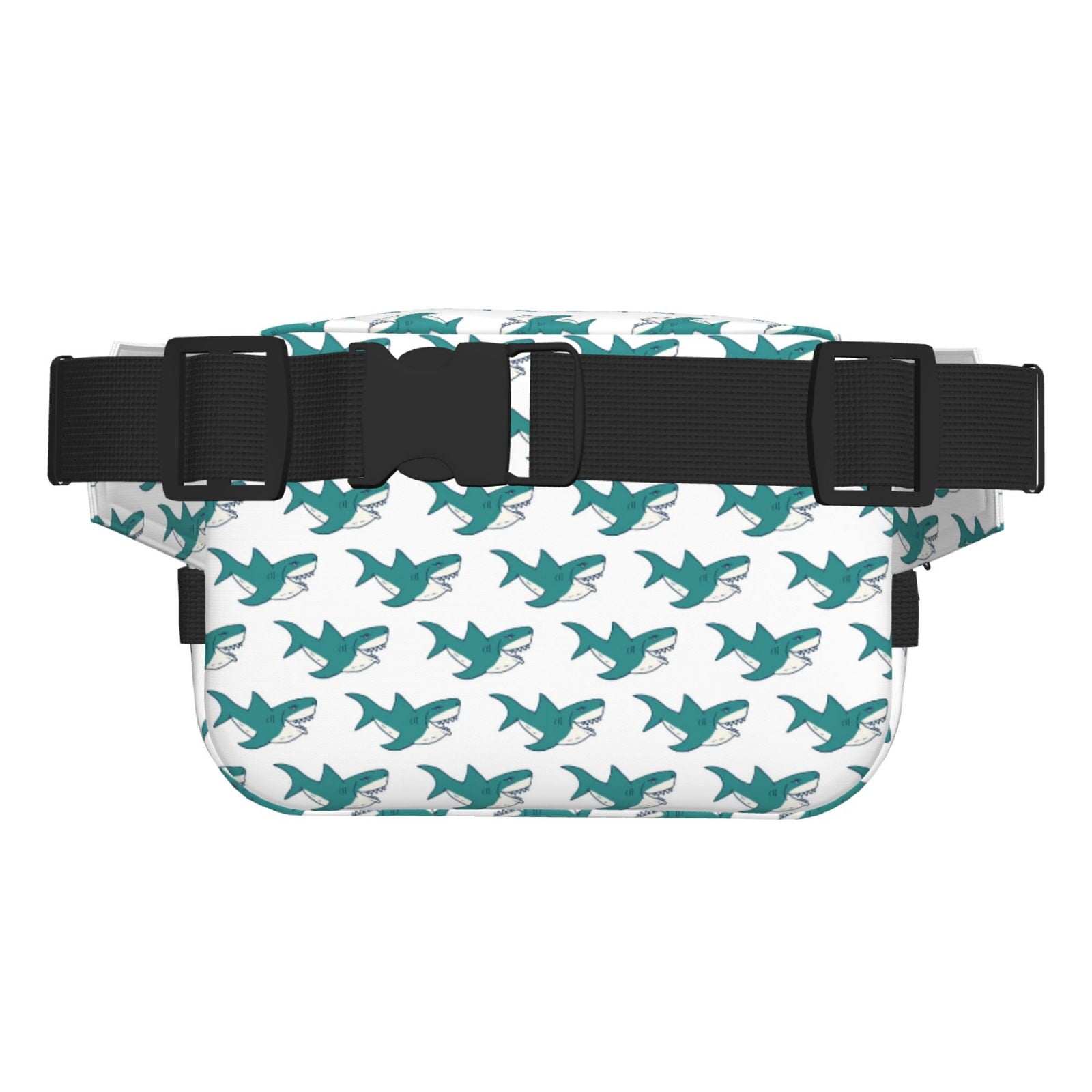 Fuzoiu Cartoon Shark Print Unisex Square Double Layer Waist Bag,Crossbody Fanny Pack Travel Workout Accessory