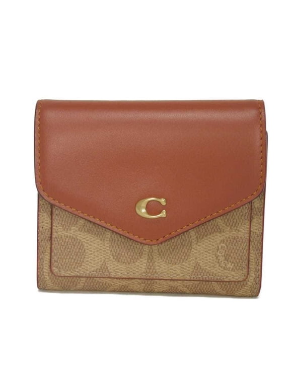 Pre-Owned Coach Wynn Small Tri-fold Wallet, C-mark, C-logo, Colorblock, Rust Beige, Unused,...