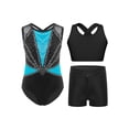 thumbnail image 2 of TSSOE Gymnastics Leotard for Girls Sparkle Sleeveless Unitard Biketard Bodysuit Jumpsuit Vest with Gym Dance Shorts Set Light Blue 14, 2 of 4