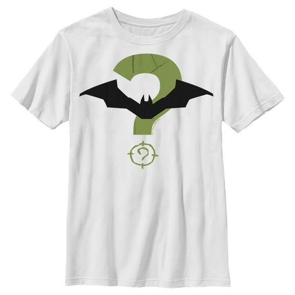 Boy's The Batman Riddler and Bat Logo Graphic Tee White Large