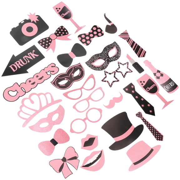 Luxshiny 30 Pieces Paper Photo Booth Props for Wedding, Birthday, New Year Party, Fun Photo Taking and Decoration