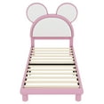 thumbnail image 6 of EUROCO Upholstery Twin Platform Bed with LED Light,PU Leather Cartoon Bunny Shape for Kids Teen,Pink, 6 of 13