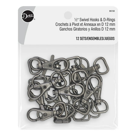UPC: 0072879302394 | Dritz 1/2 Swivel Hooks & D-Rings Gray 12 Sets