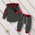 thumbnail image 3 of Lovebay Infant Baby Boys Outfits Clothes Plaid Pocket Hooded Sweatshirt Coat Tops+Pants Toddler Clothing Set, 3 of 11