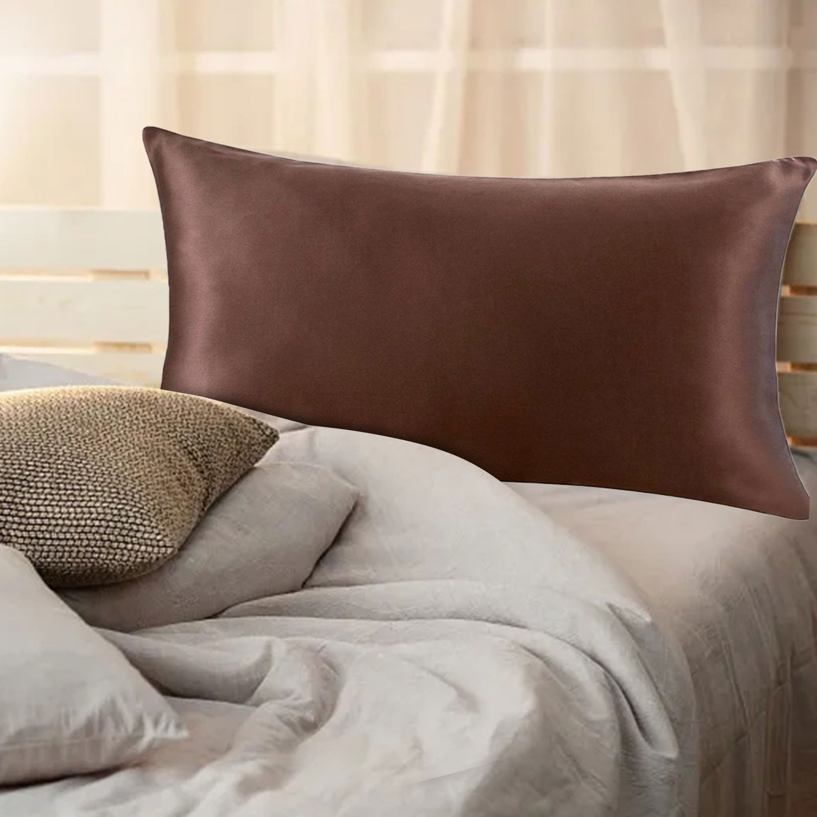 Bed Pillows Morning Glamour Satin Pillowcase Solid Color Silk