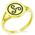 thumbnail image 1 of Stainless Steel Celtic Triskele Triskelion Minimalist Oval Top Polished Statement Signet Ring, 1 of 1