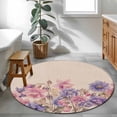 thumbnail image 3 of Round Rugs 3.3Ft, Pink Blue Spring Floral Round Area Rug Washable Indoor Throw Carpet, Rustic Summer Flower Botanical Soft Non Slip Circle Rug for Laundry Room Patio Home Decor Aesthetic, 3 of 8
