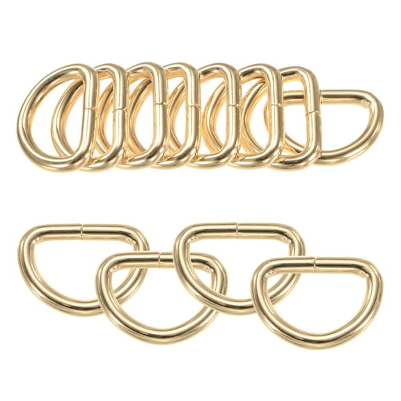 Uxcell 20-Pack D-Rings Buckle, 1 Inch Iron Non-Welded Dee Rings Metal Buckle for Purse/Aprons/Belts/Pet Collars, Semi-Circular D Ring Hardware [Light Gold]