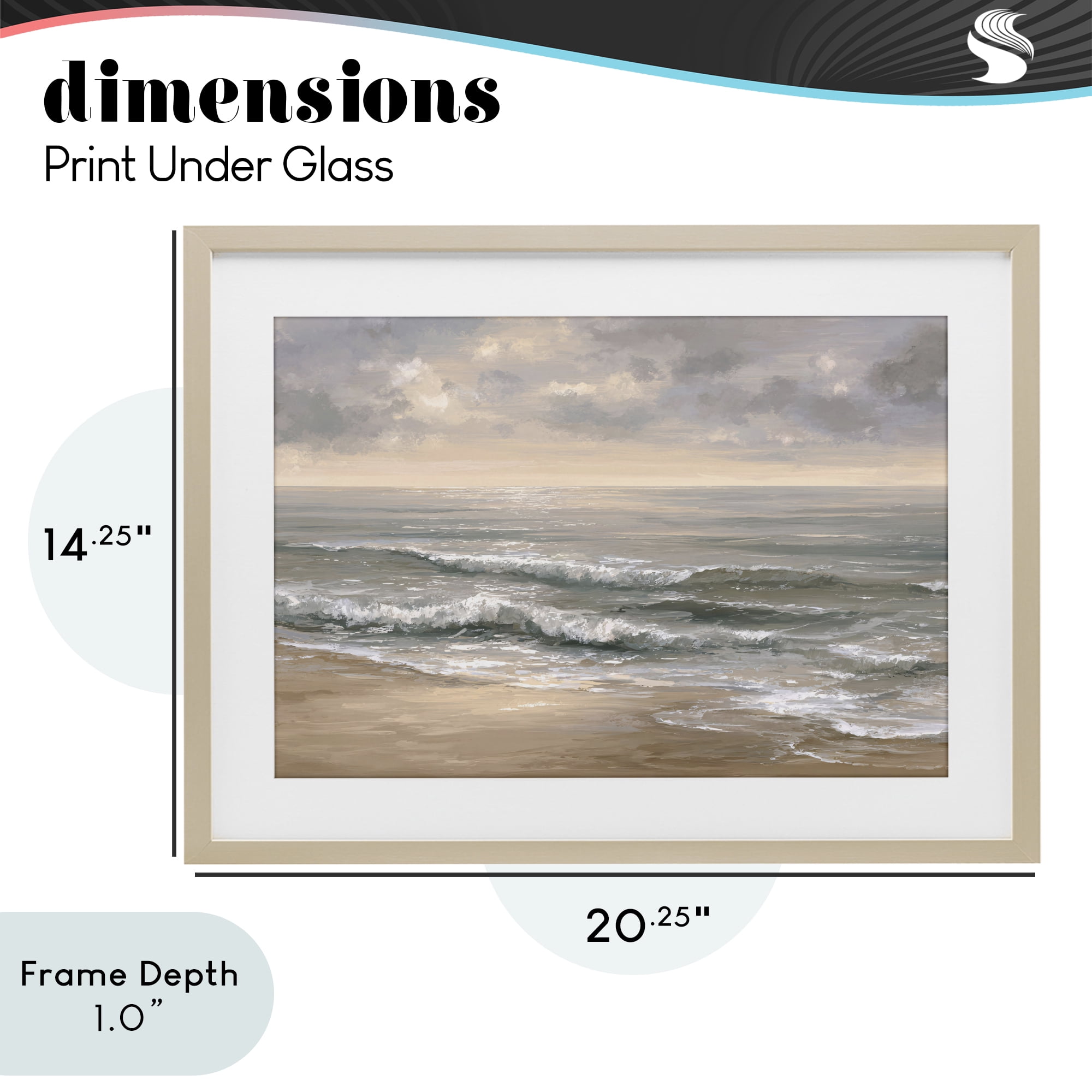 Stupell Industries Soft Rolling Beach Waves Birch Framed Print Under Glass, design by Jacky Ngan
