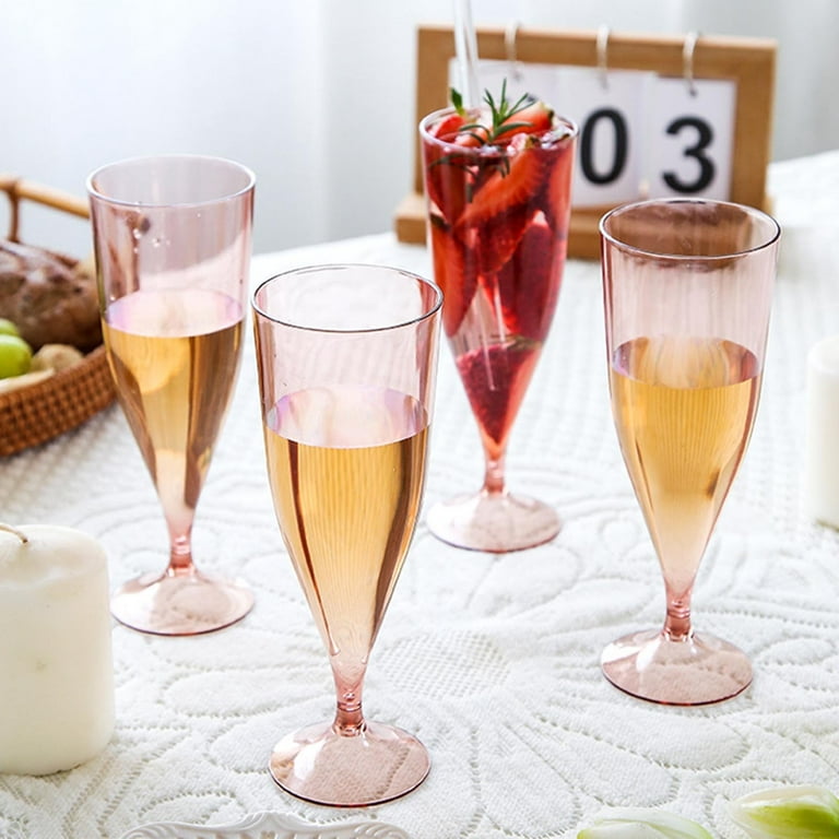 5Pcs Plastic Wine Glasses and Champagne Flutes, Portable and