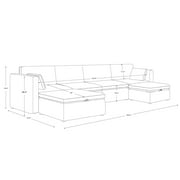 CHITA Oversized Modular Sectional Sofa Set with Storage Ottoman,Extra Large U-Shape Sofa Couch with Reversible Chaise,6 Seat Modern Modular Sofa for Living Room,Linen,146 inch Width