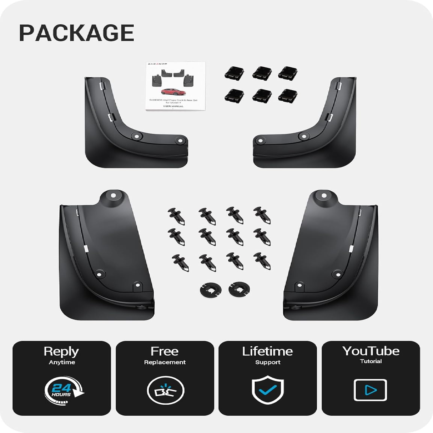 2026 2025 Tesla Model Y Juniper Mud Flaps Splash Guards [No Drilling No Tape] All-Weather Mud Guard, Tire Protector Mudflaps for Model Y Juniper 2025 2026 (Standard, Premium & Performance)