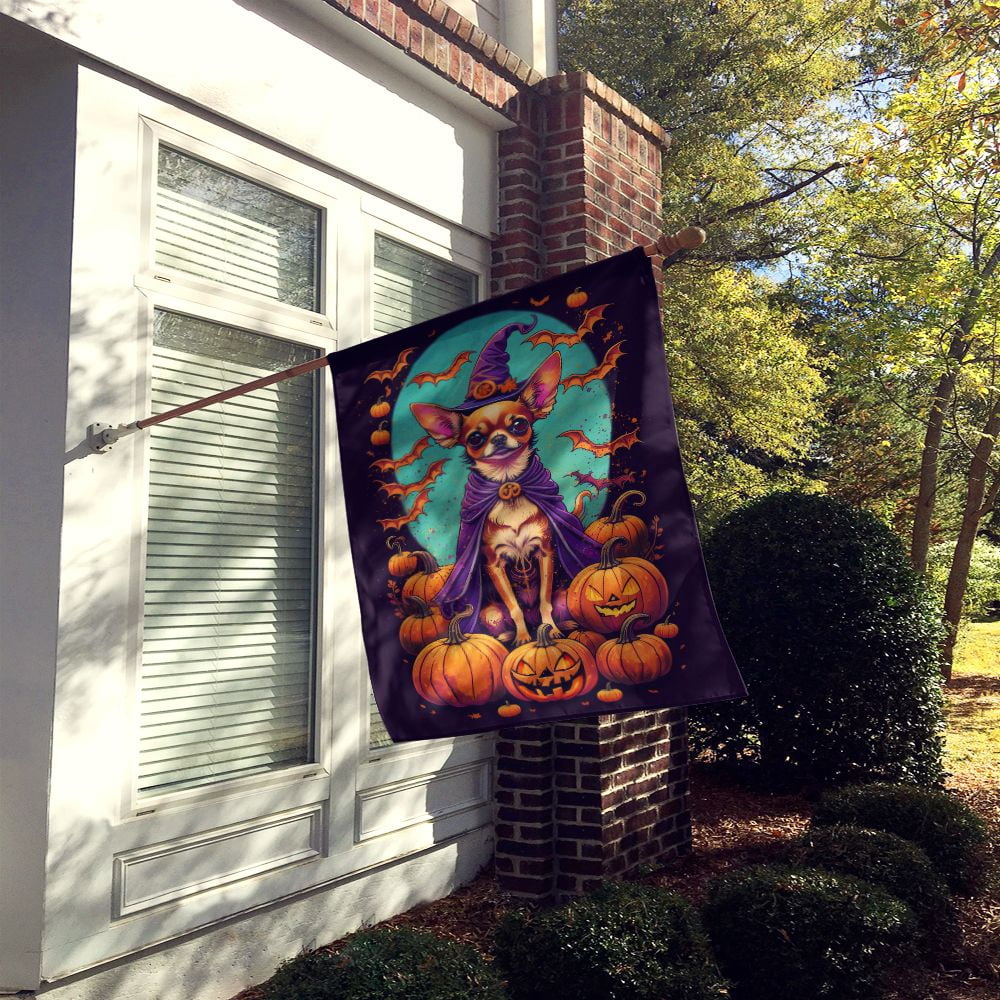Halloween Chihuahua Dog House Flag 28x40IN Double-Sided Polyester Decorative Sleeve Pole Flag for Outdoor Home Garden