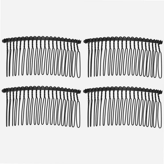 4 Pcs No Slip Hair Side Combs Accessories, Metal, Black, 3"