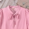 thumbnail image 7 of Ulanda Girls Shirts Puff Long Sleeve V-Neck Blouses Solid T-Shirt School 𝗨niform Tops Casual Cotton Tops (Pink, 13-14 Years), 7 of 7
