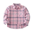thumbnail image 4 of EnJoCho Plaid Shackets for Girls Boys Button Down Shirts Jackets Pockets Kids Flannel Shirts Spring Lapel Neck Blouse Top, 4 of 9