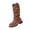 Brown, variant on Women's Mid Calf Slouchy Boots Chunky Lug Sole Low Heel Round Toe Pull On Casual Shoes Comfortable Fall Winter Daily Wear Boots