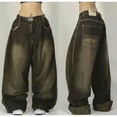 thumbnail image 3 of Pantalones cortos holgados con gráficos bordados retro de tendencia americana Y2K para hombre, pantalones vaqueros de cintura alta estilo Harajuku Punk Hip Hop, ropa de calle, 3 of 5