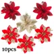 thumbnail image 2 of 10/1 pieza de flores artificiales con purpurina navideña, adornos colgantes para árbol de Navidad, flores falsas para decoración de fiestas de Navidad y Año Nuevo, 2 of 5