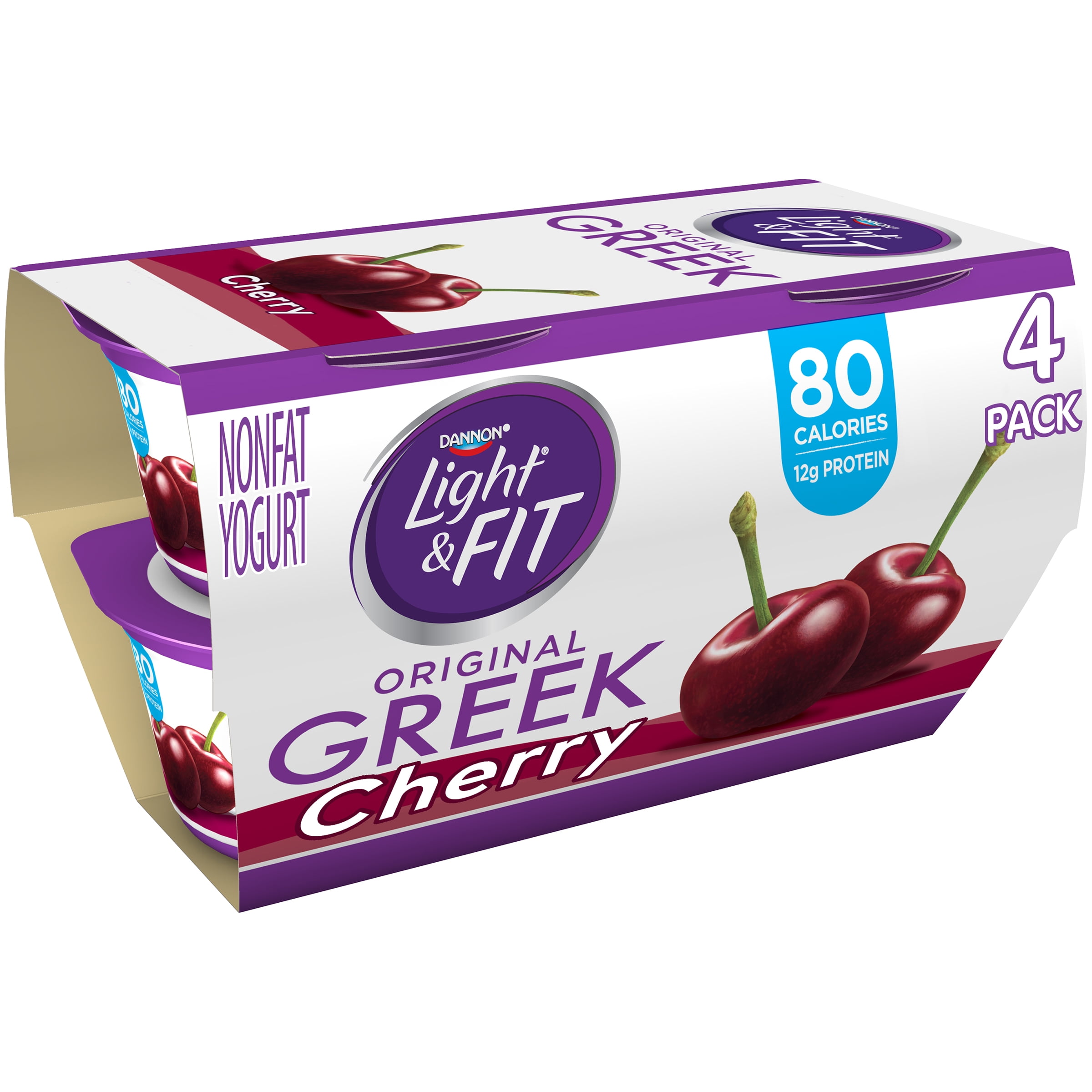 Light + Fit Nonfat Gluten-Free Cherry Greek Yogurt, 5.3 Oz. Cups, 4 ...