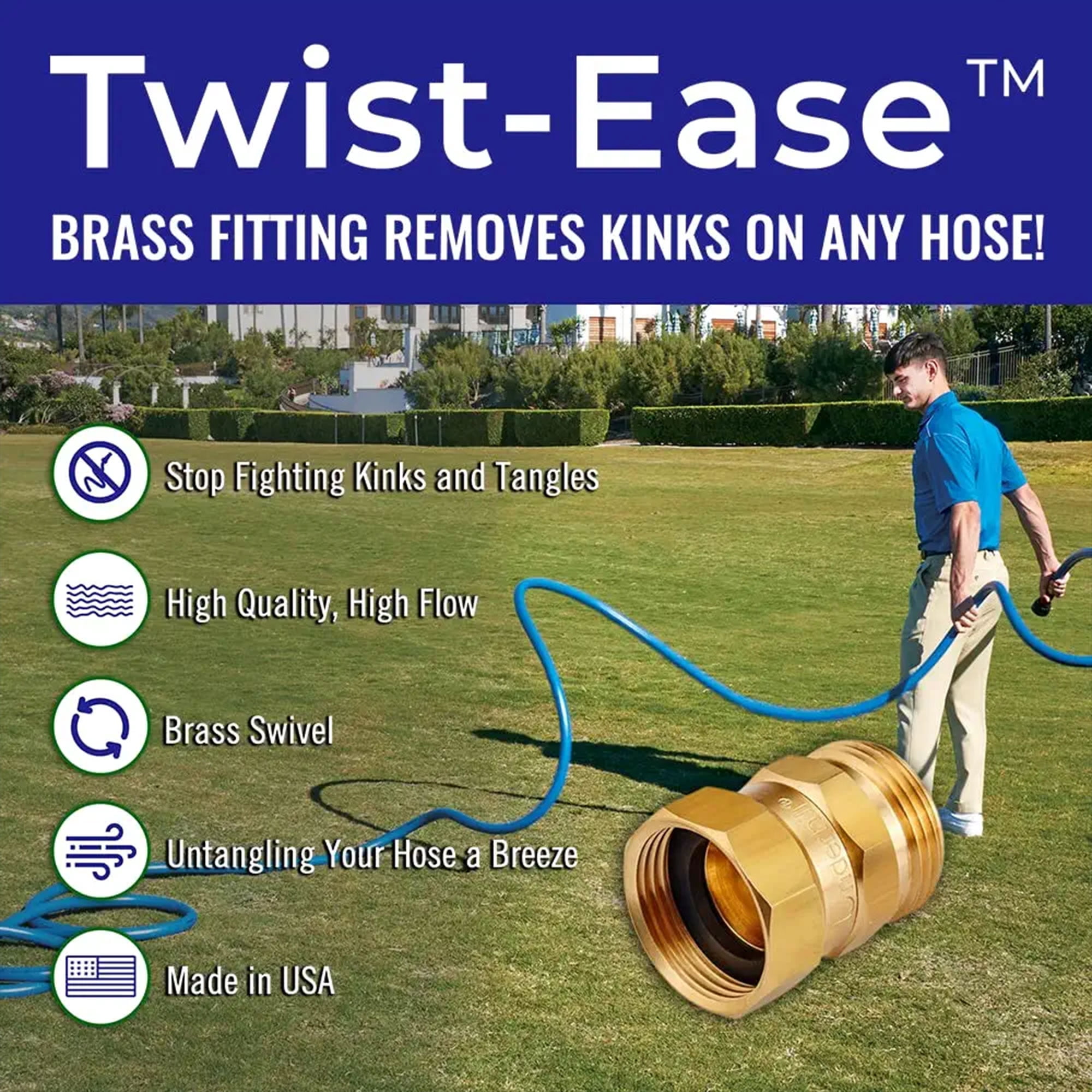 Underhill Garden Hose Nozzle Remover Twist-Ease Kink Eliminator, 3/4 Inch