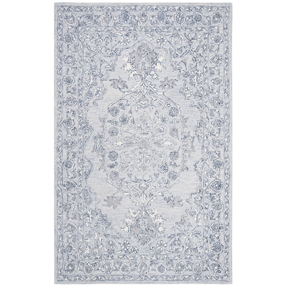 SAFAVIEH Micro-Loop Britton Oriental Area Rug, Light Blue/Ivory, 4' x 6'