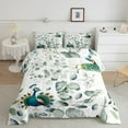 thumbnail image 2 of Kawaii Animal Twin Bedding Sets Cute Peacock Comforter Set, Cartoon Wildlife Bedding Comforter Sets Green Leaf Duvet Insert, Spring Plant Down Comforter Bedroom Decor, 2 of 6