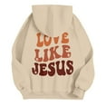 thumbnail image 4 of Womens Two Piece Sweatsuits Long Sleeve Jesus Letter Print Christian Hooded Sweatshirt and Sweatpants Baggy Comfy Fall Winter Track Suits Trendy, 4 of 6