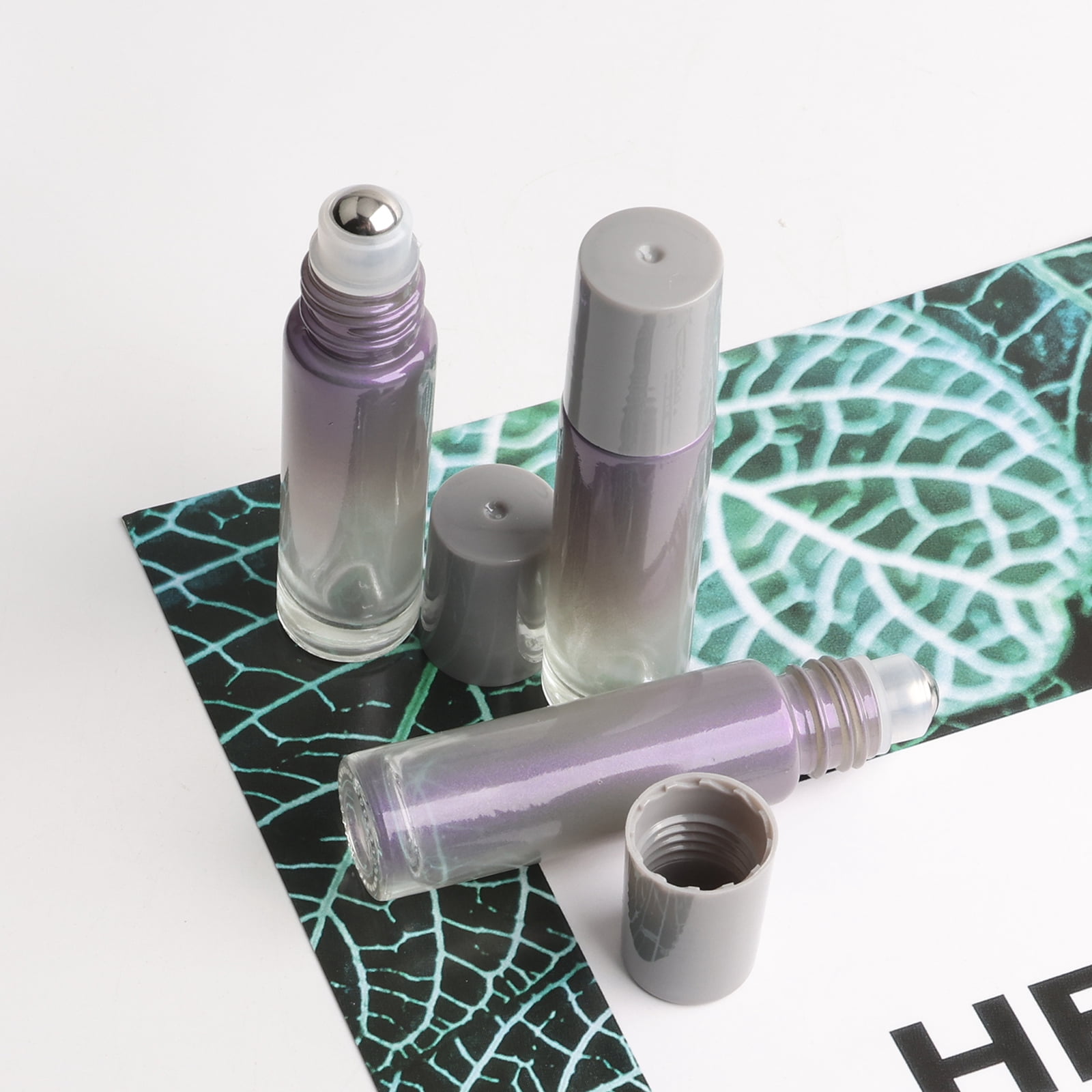 42pcs Roller Bottle, 10mL(0.34 Empty Refillable Roll-on Bottle, 5 Opener 5 Funnels with Stainless Steel Roller Balls and Caps for Travel, Perfume and Lip Gloss-Grey