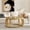 Natural, variant on Vintage Rattan Solid Wood Round Coffee Table, Boho Accent Table with Curved Legs for Living Room, Dining Room, Kitchen, Natural