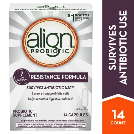 Align Resistance Formula Probiotic Supplement, Survives Antibiotic Use, 14 capsules, Saccharomyces boulardi CNCM1-1079, #1 Doctor Recommended Brand