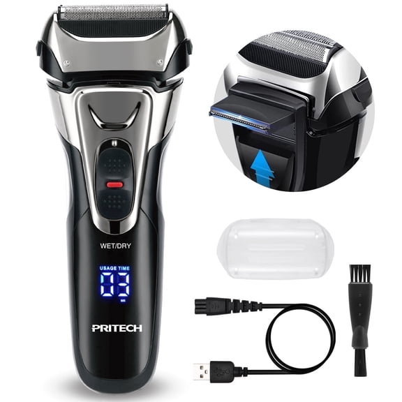 PRITECH Electric Razor for Men, Foil Electric Shavers with Beard Trimmer, Cordless Rechargeable Razor for Shaving Facial, LED Display Wet Dry Use