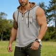 thumbnail image 4 of HappyYEE Men's Hooded Tank Tops Pullover Sleeveless Shirts with Drawstring Workout Gym Training Athletic Tank Top Gray M, 4 of 9