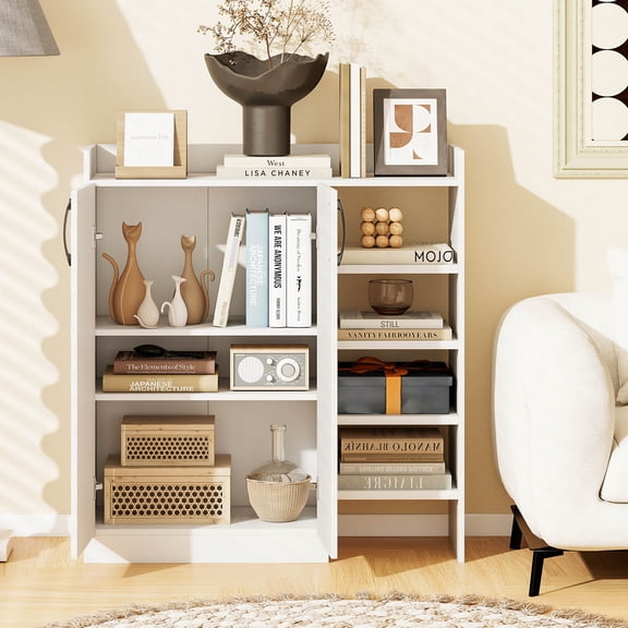 Costway Shoe Cabinet with 2 Doors, Shoe Storage Organizer with 2 Adjustable Inner Shelves